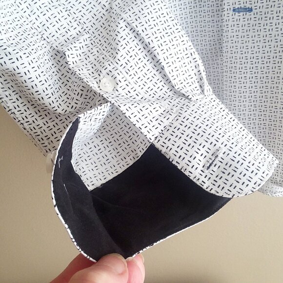 Nine West Men's Long Sleeve Dress Shirt M - Slim Fit White with Black Design NWT - Picture 8 of 16